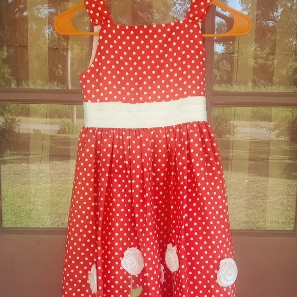 American Princess Girls size 7 Red/White Polka Dot Dress